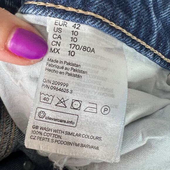 Lee x H&M Relaxed Tapered Mom Denim Jeans High Rise Loose Fit Dark Wash 10 - Picture 6 of 6